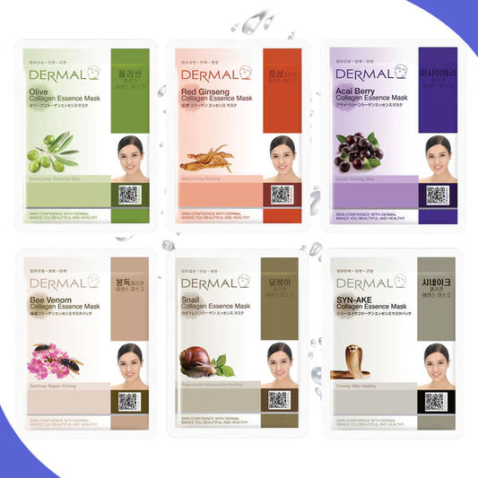 Anti Aging Care Face Mask - '6 Combo Pack' DERMAL Collagen Essence Korean