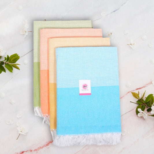Addone Ply Cotton 300 GSM Beach, Bath Towel (Pack of 4) - Blue, Green, Orange, Pink