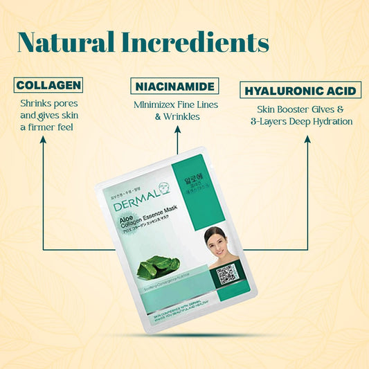 Soothing Care Face Mask - '5 Combo Pack' DERMAL Collagen Essence Korean