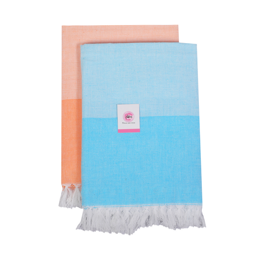 Addone Ply Cotton 300 GSM Beach, Bath Towel  (Pack of 2) - Blue & Orange