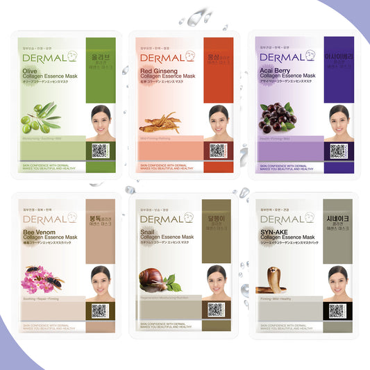 Anti Aging Care Face Mask - '6 Combo Pack' DERMAL Collagen Essence Korean