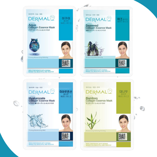 Moisturizing Care Face Mask - '4 Combo Pack' DERMAL Collagen Essence Korean