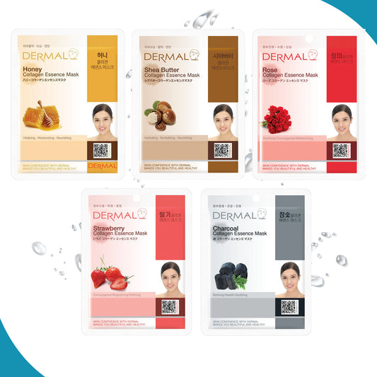 Moisturizing Care Face Mask - '5 Combo Pack' DERMAL Collagen Essence Korean