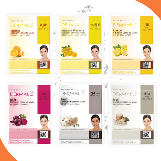 Brightening Care Face Mask - '6 Combo Pack' DERMAL Collagen Essence Korean