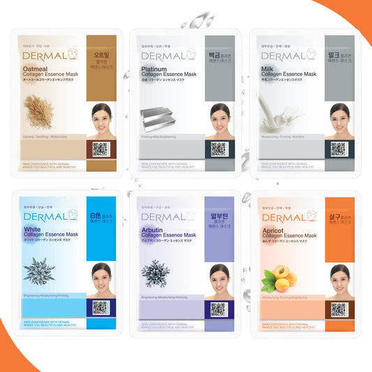 Brightening Care Face Mask - '6 Combo Pack' DERMAL Collagen Essence Korean