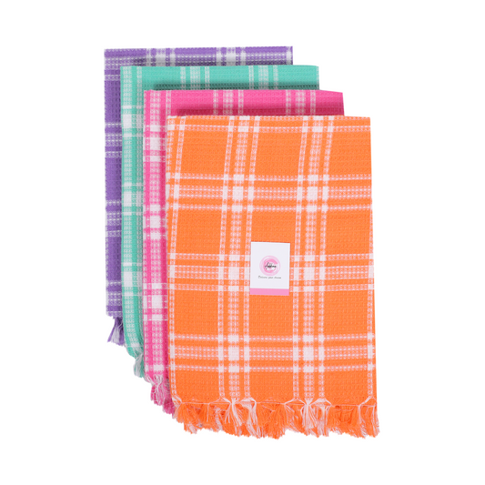 Addone Polycotton 350 GSM Bath, Beach Towel (Pack of 4) - Orange, Pink, Cyan, Violet