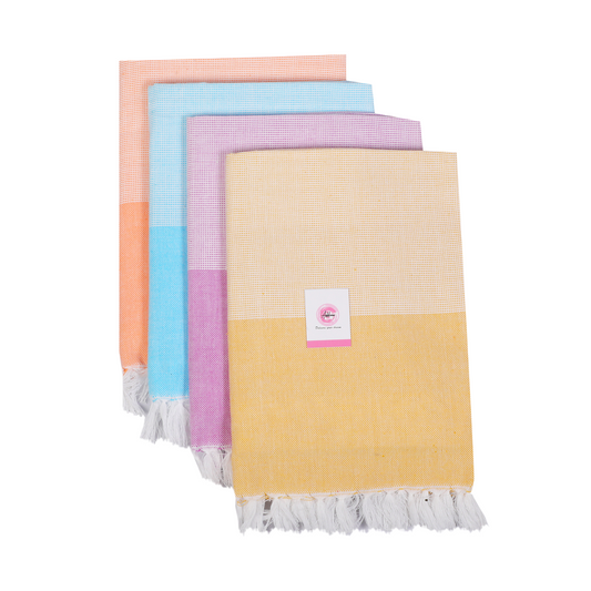 Addone Ply Cotton 300 GSM Beach, Bath Towel  (Pack of 4) - Pink, Yellow, Blue, Orange.