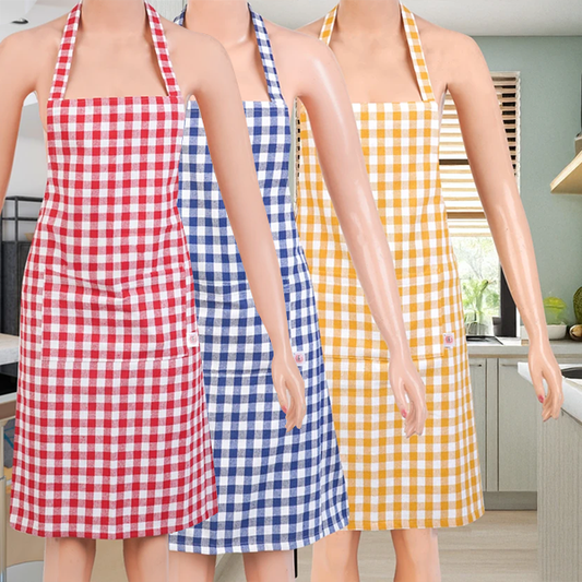 Apron Checked  Red, Blue & Yellow