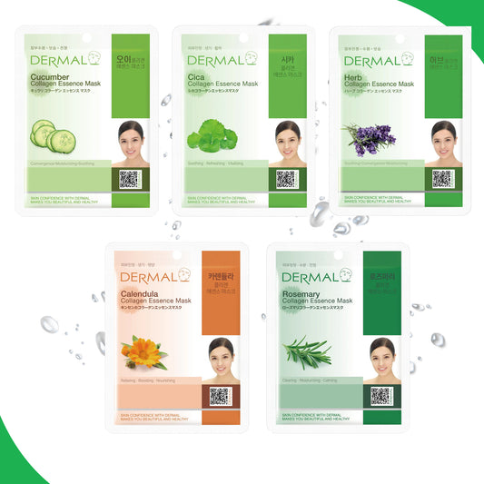 Soothing Care Face Mask - '5 Combo Pack' DERMAL Collagen Essence Korean