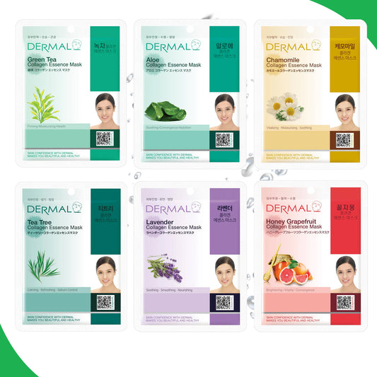 Soothing Care Face Mask - '6 Combo Pack' DERMAL Collagen Essence Korean